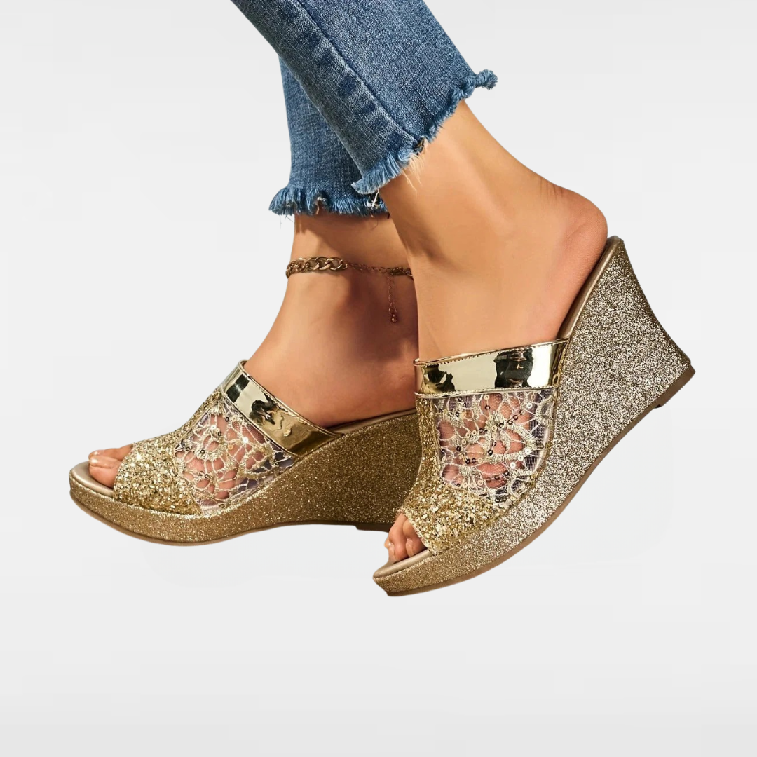 MARIEL | Escarpins compensés à paillettes