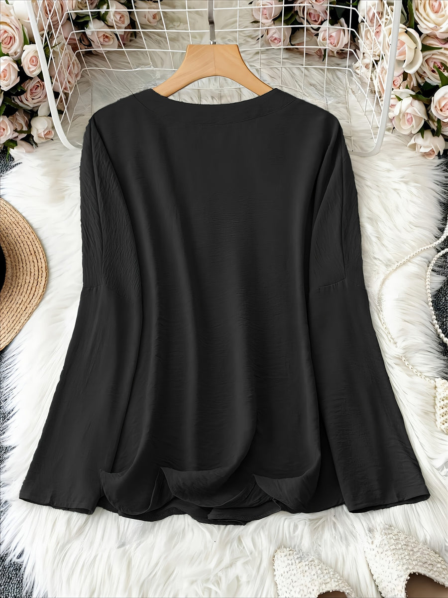 YAHNA | CLASSIC LONG SLEEVE V-NECK TOP