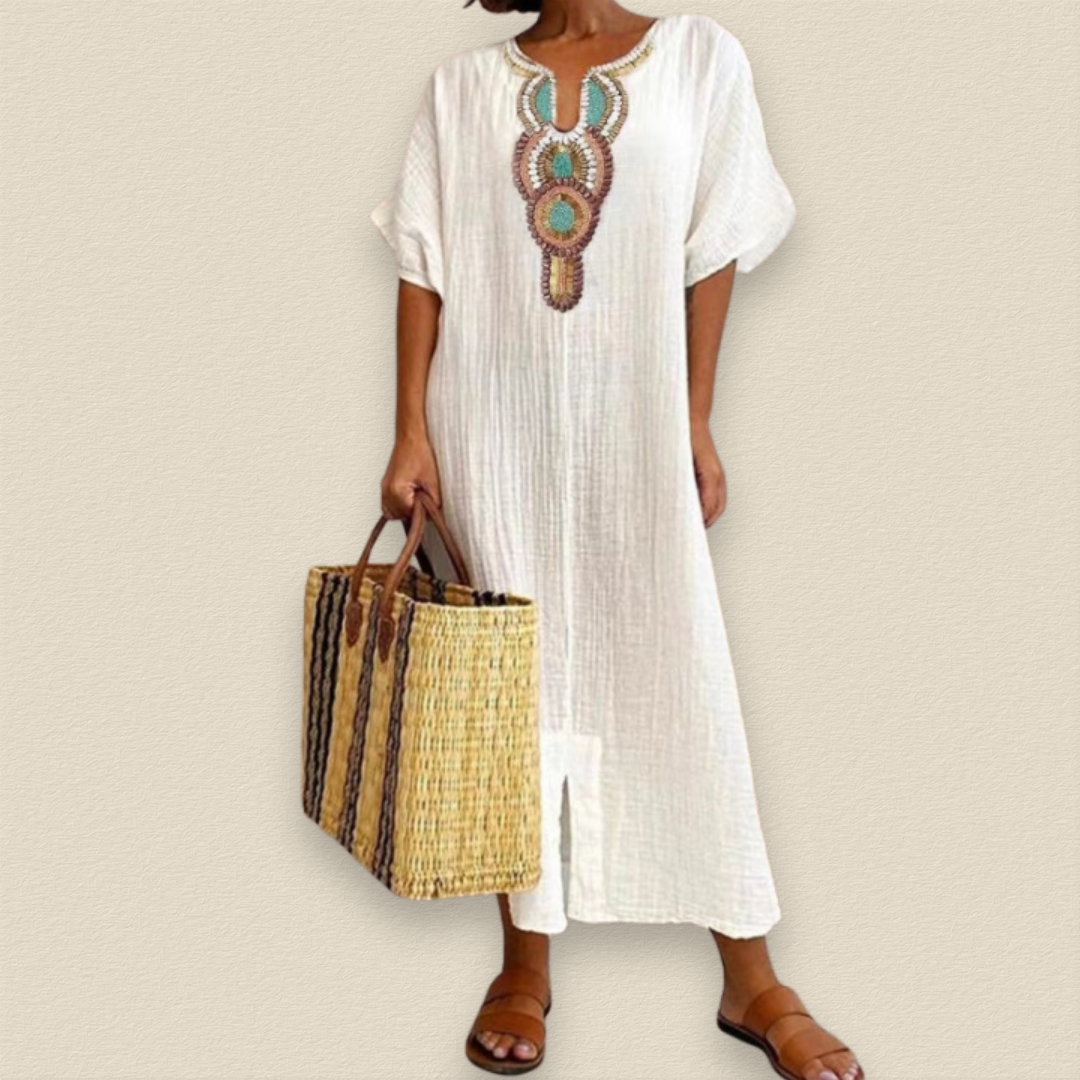 Soliane | Summer Embroidered Maxi Dress