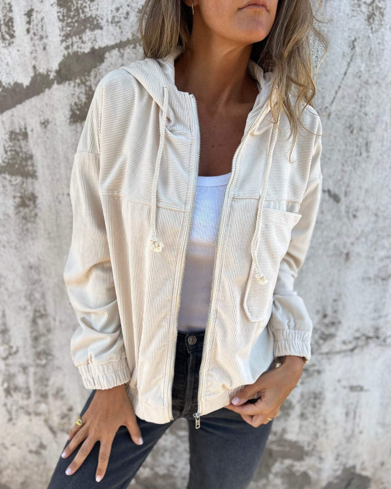 DANNA™ - HOODED CORDUROY JACKET WITH ZIP
