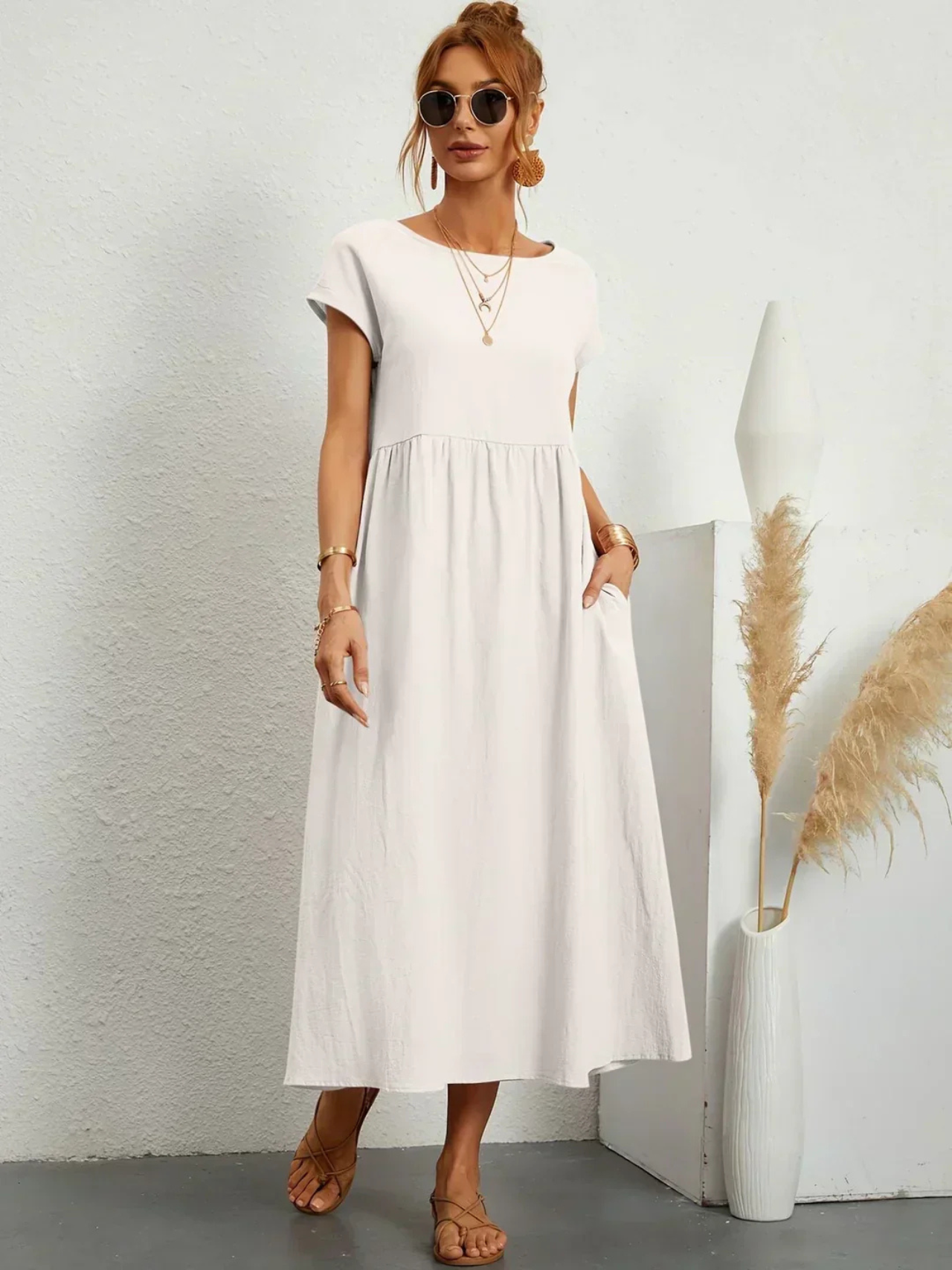 Blush & Bay™ | Elegant Round Neck Dress