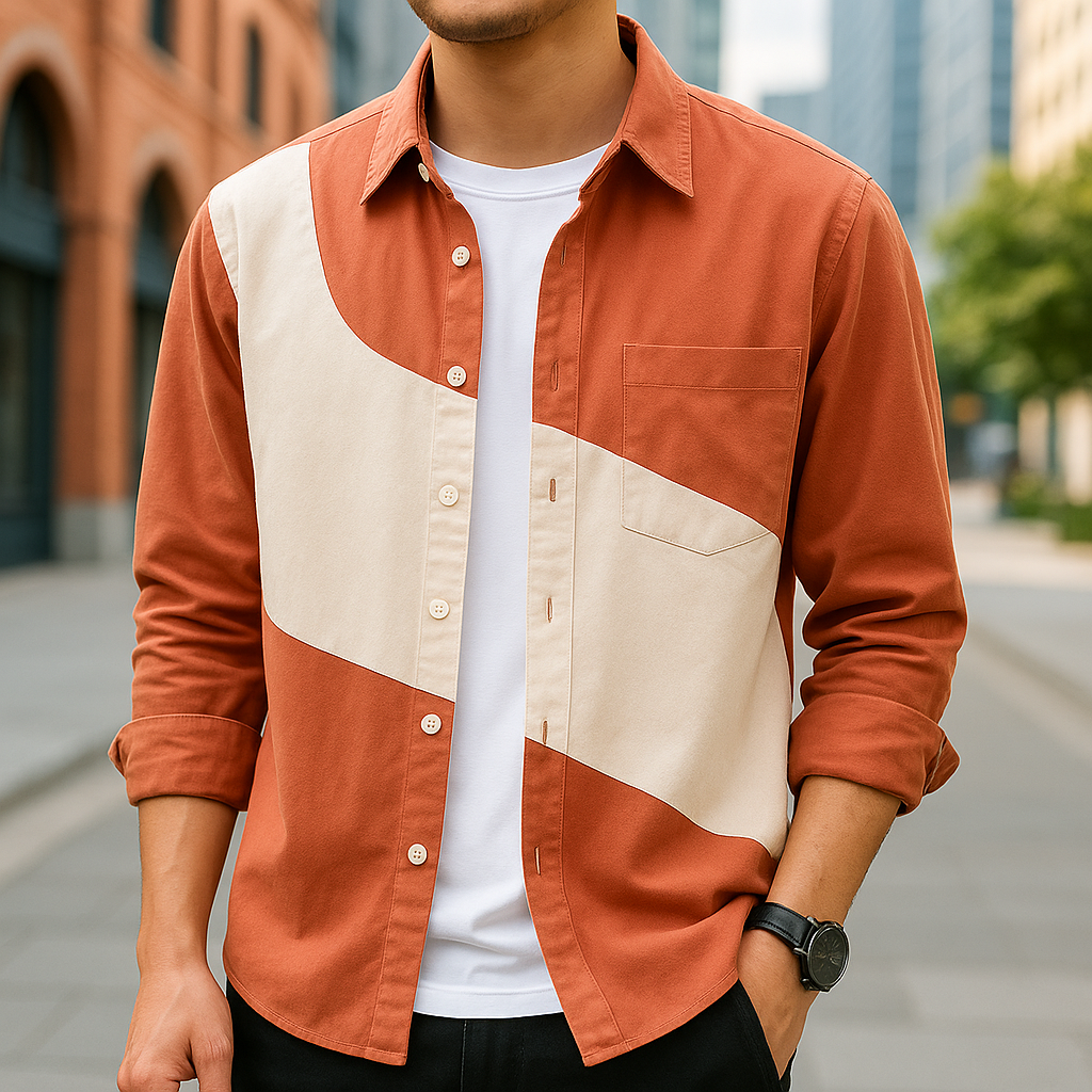 Altero™ - BICOLOR COTTON SHIRT WITH MODERN DESIGN