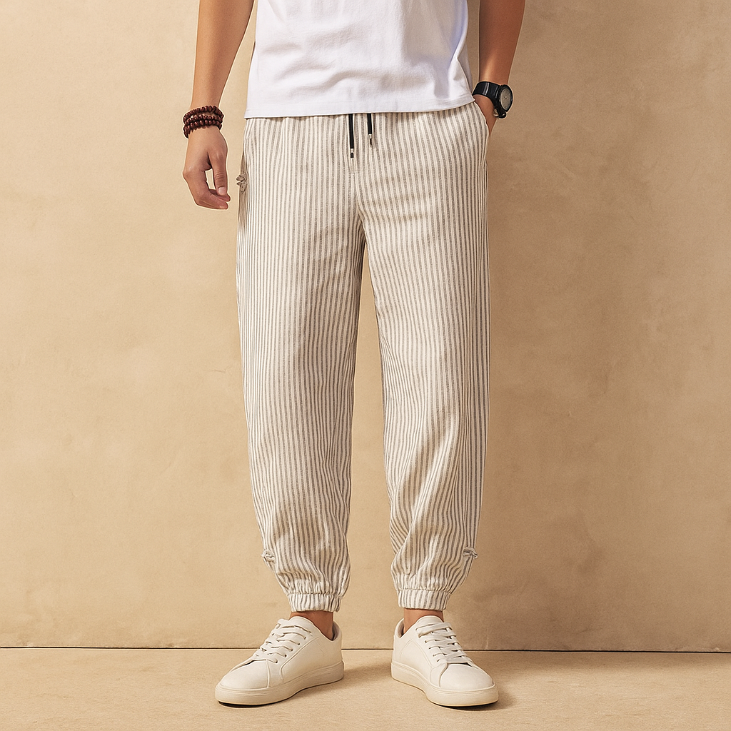 Aurelio™ - STRIPED COTTON TROUSERS WITH A RELAXED FIT