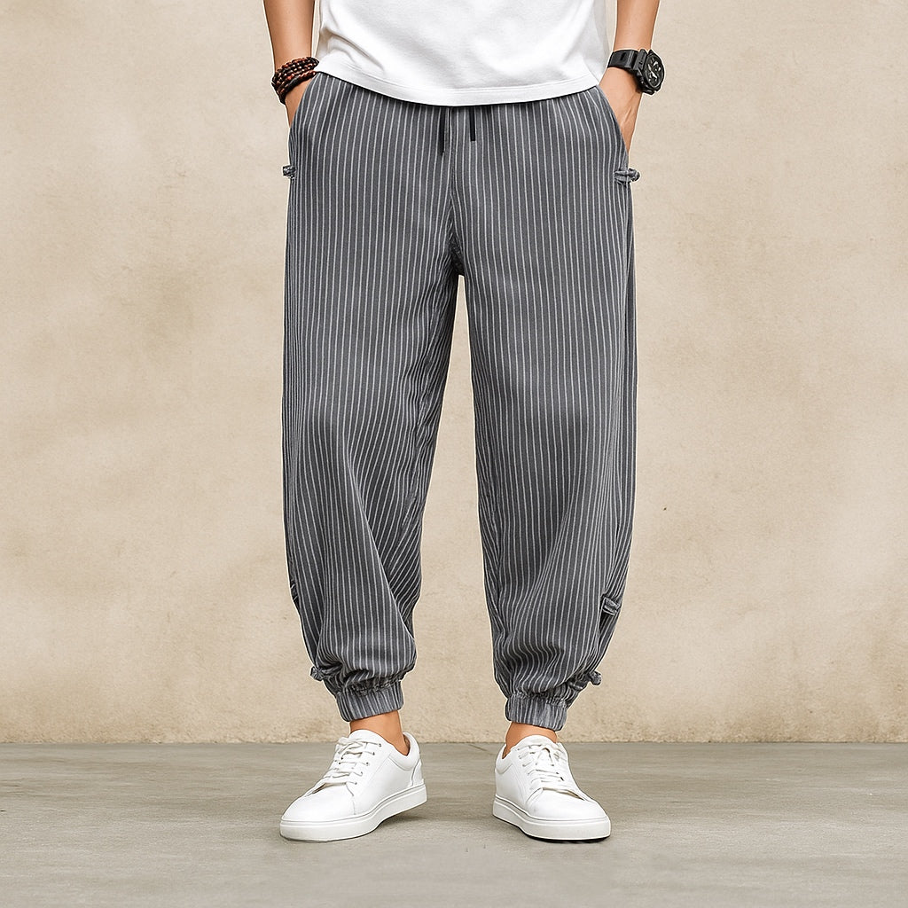Aurelio™ - STRIPED COTTON TROUSERS WITH A RELAXED FIT