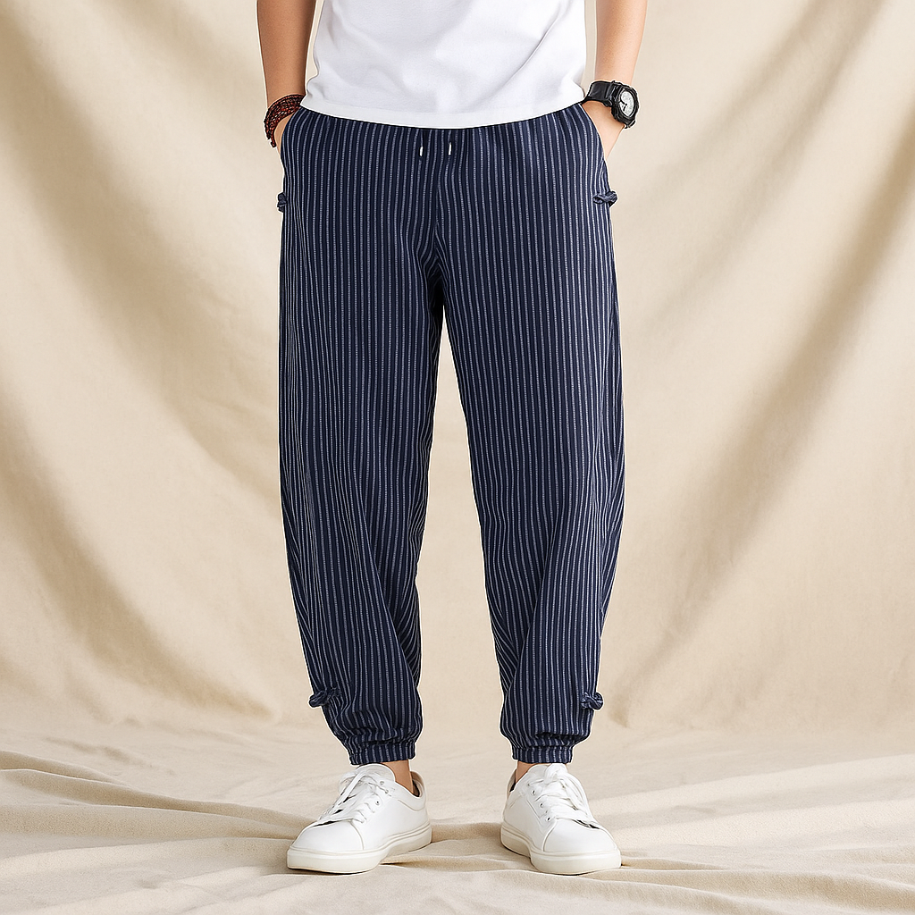 Aurelio™ - STRIPED COTTON TROUSERS WITH A RELAXED FIT