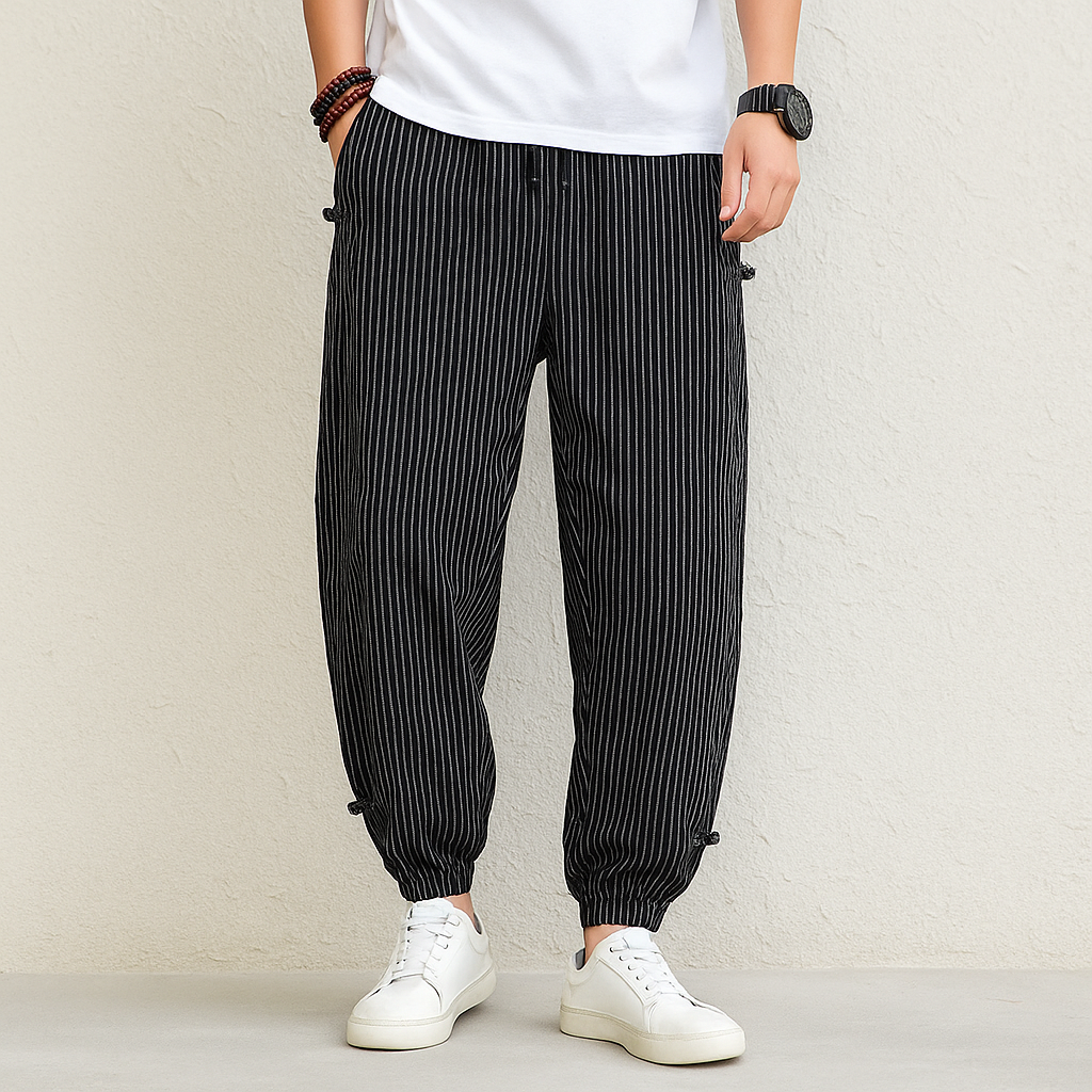 Aurelio™ - STRIPED COTTON TROUSERS WITH A RELAXED FIT