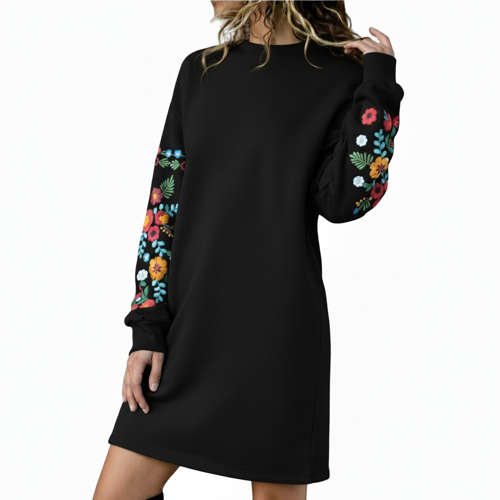 Talbot™ | Robe sweat-shirt brodée de fleurs