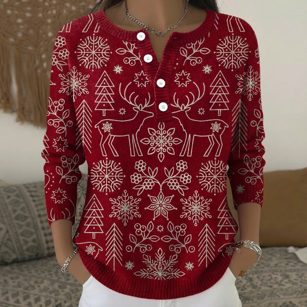 Talbot™ | Nordic Reindeer Henley Sweater
