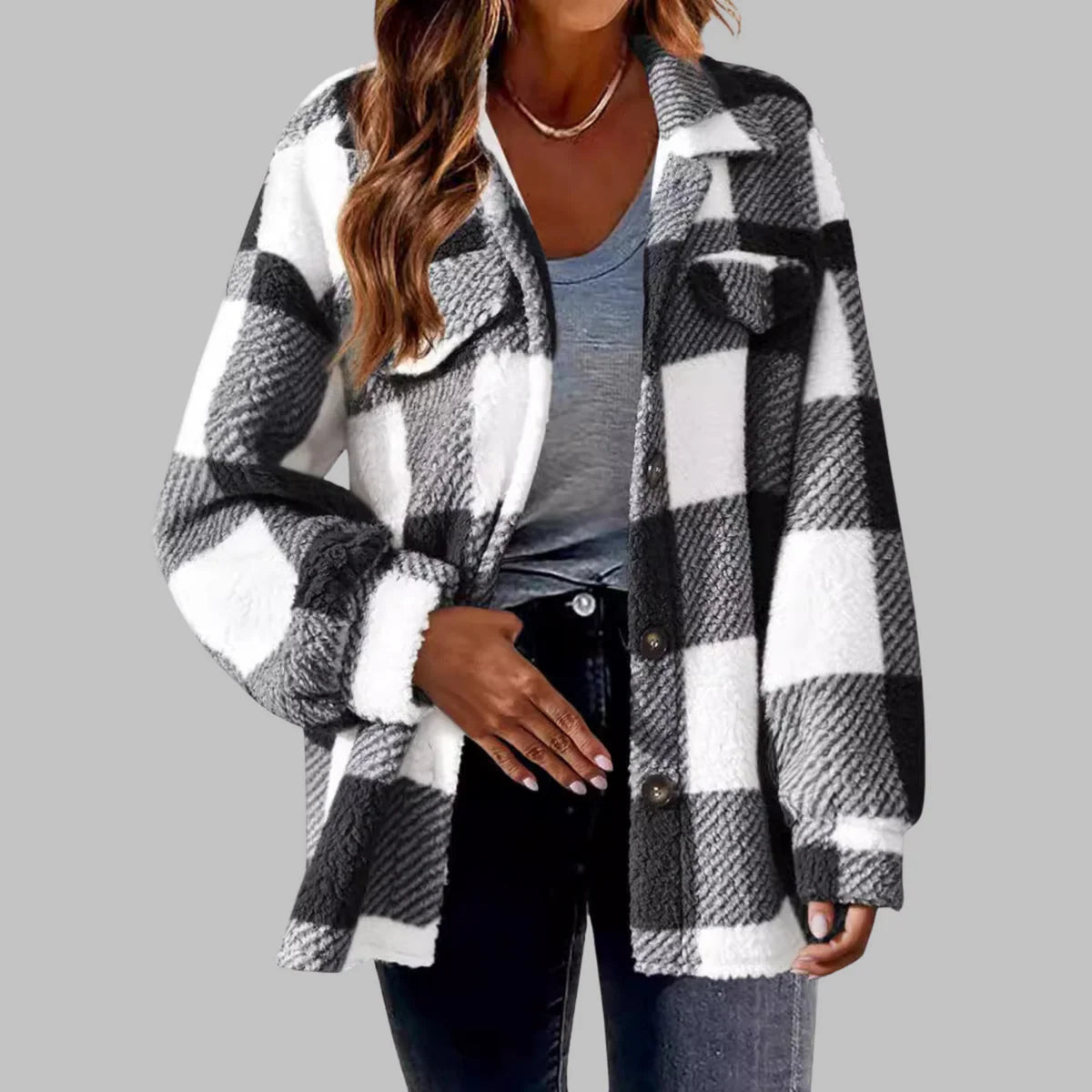 Talbot™ | Casual Plaid Button Down Long Sleeve Jacket