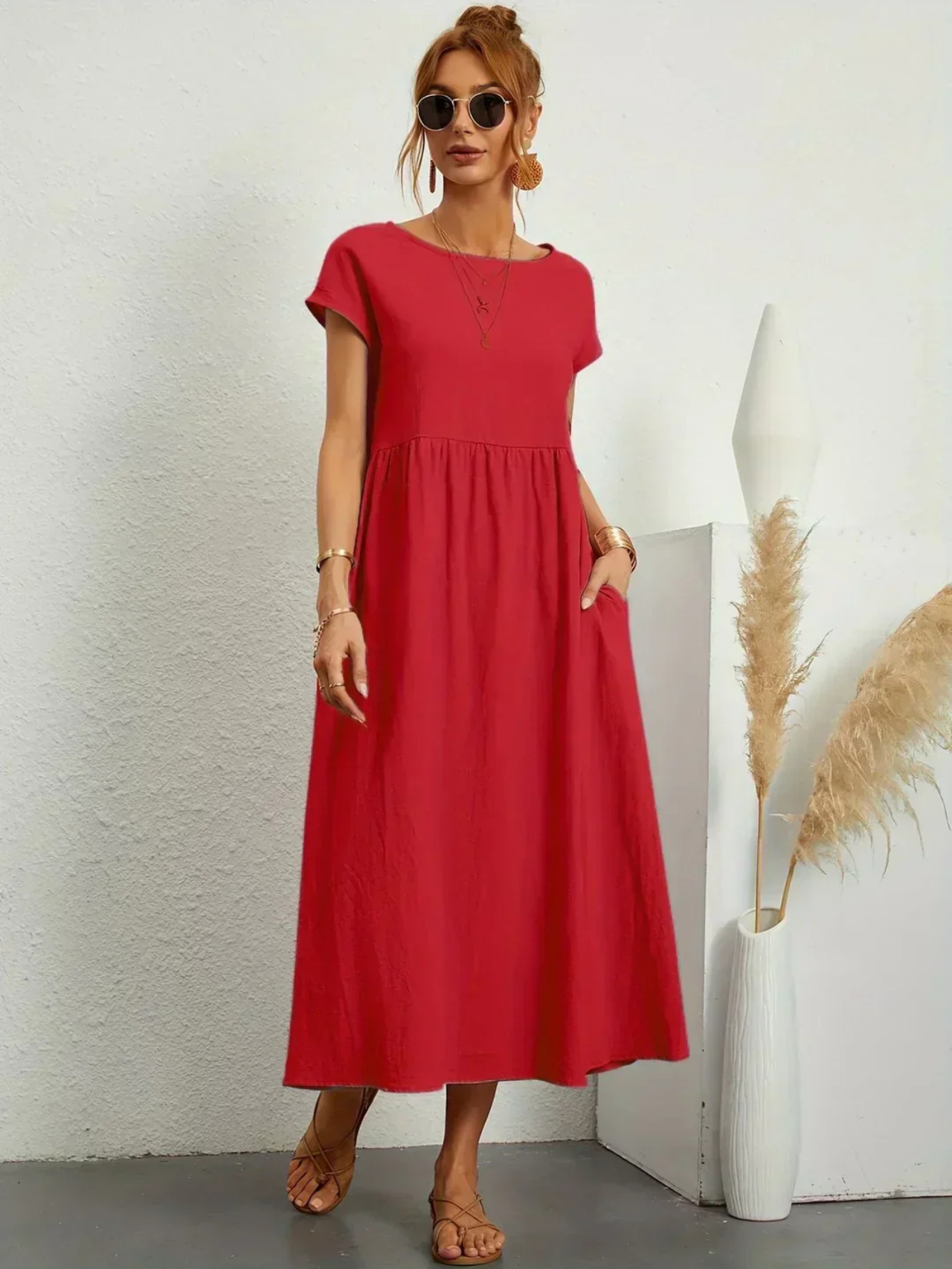 Blush & Bay™ | Elegant Round Neck Dress