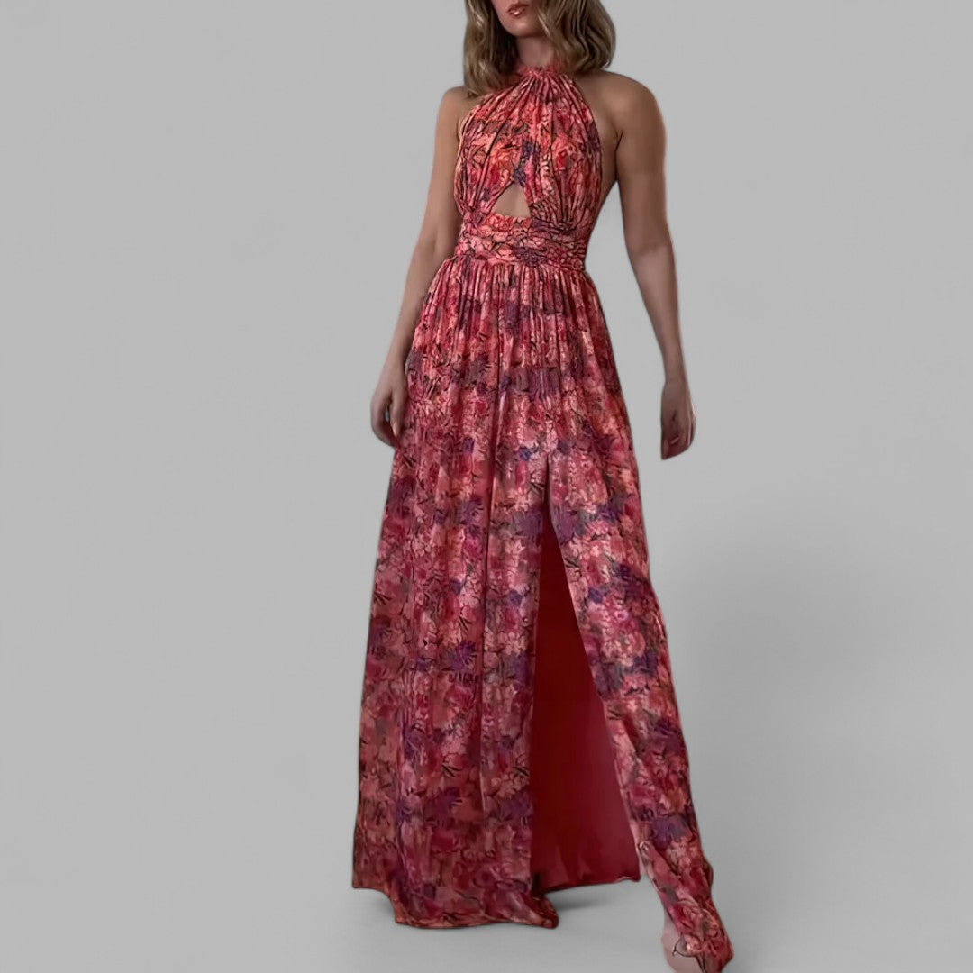 CASSIA | ROBE MAXI FLEURIE ÉLÉGANTE À FENTE LATÉRALE