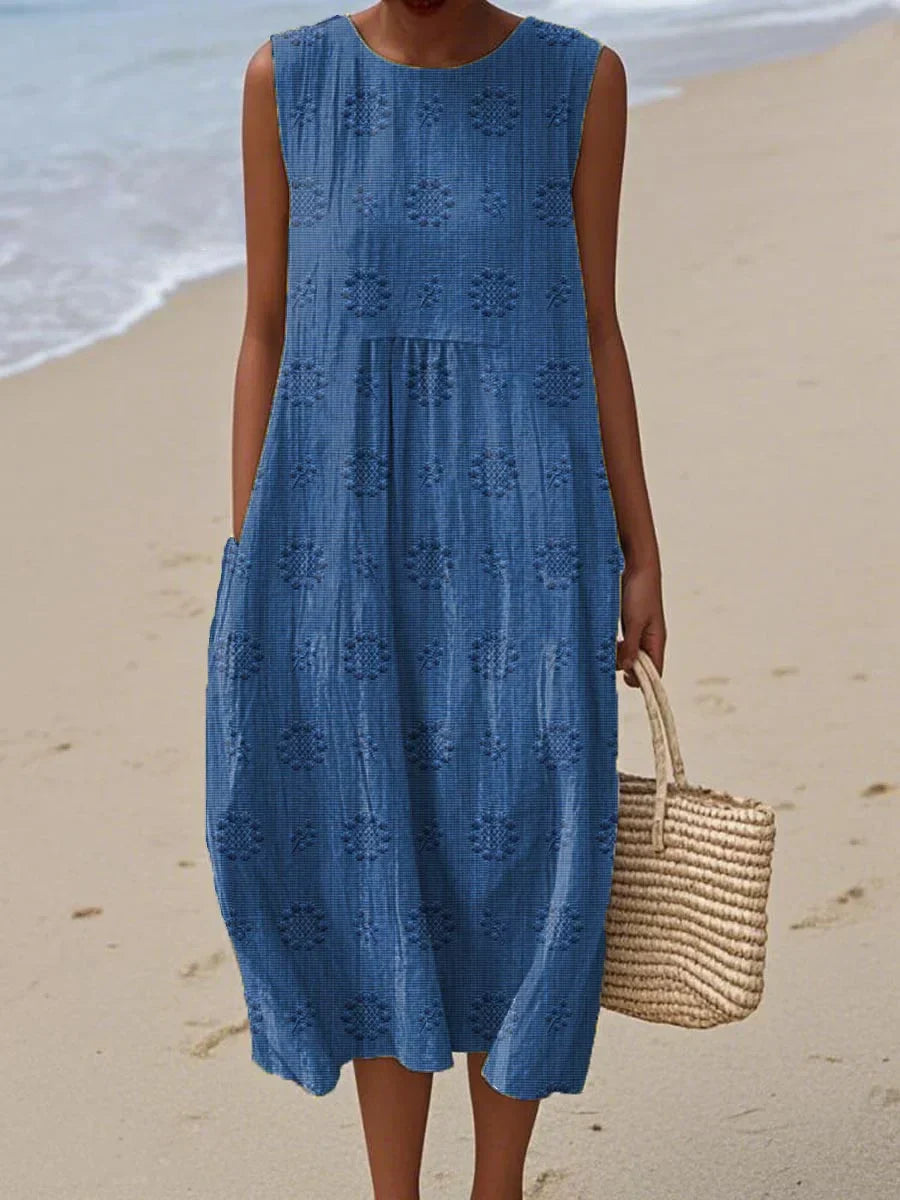 AIZA | COMFORTABLE SLEEVELES POCKET DRESS