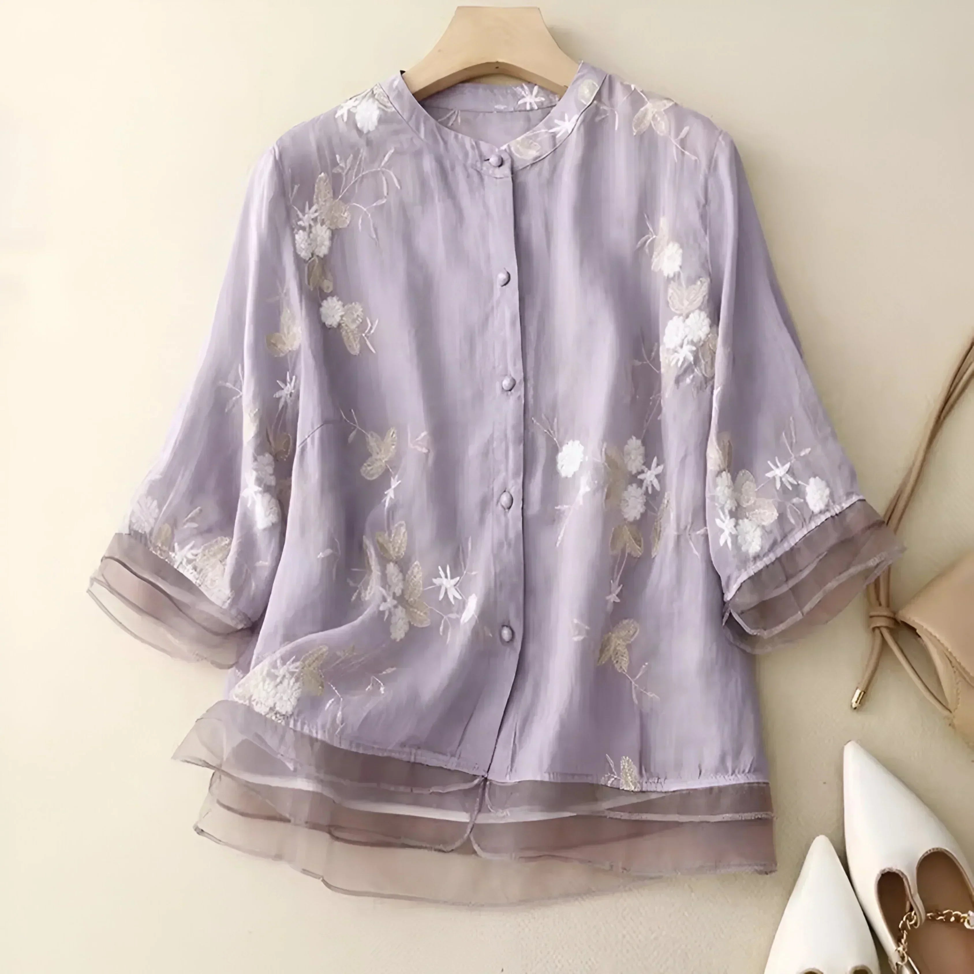 LUCILLE™ - FLORAL BUTTON-UP BLOUSE