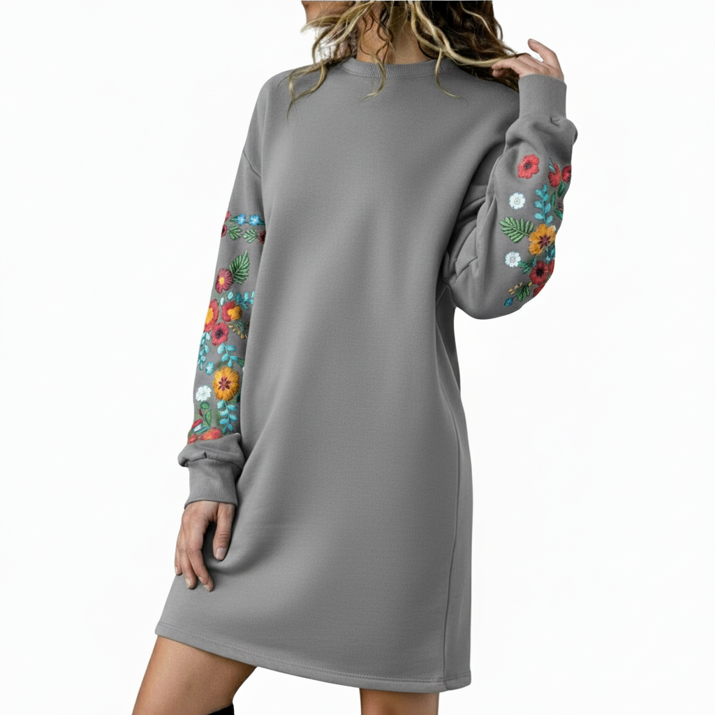 Talbot™ | Robe sweat-shirt brodée de fleurs