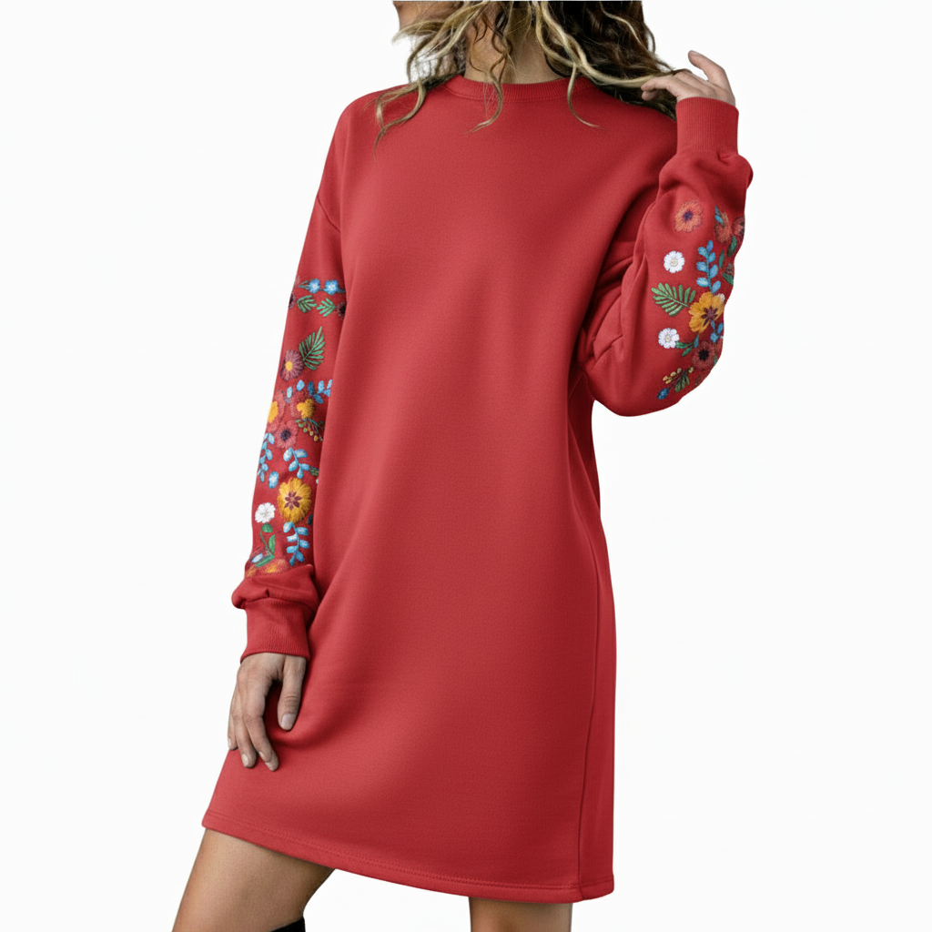 Talbot™ | Robe sweat-shirt brodée de fleurs