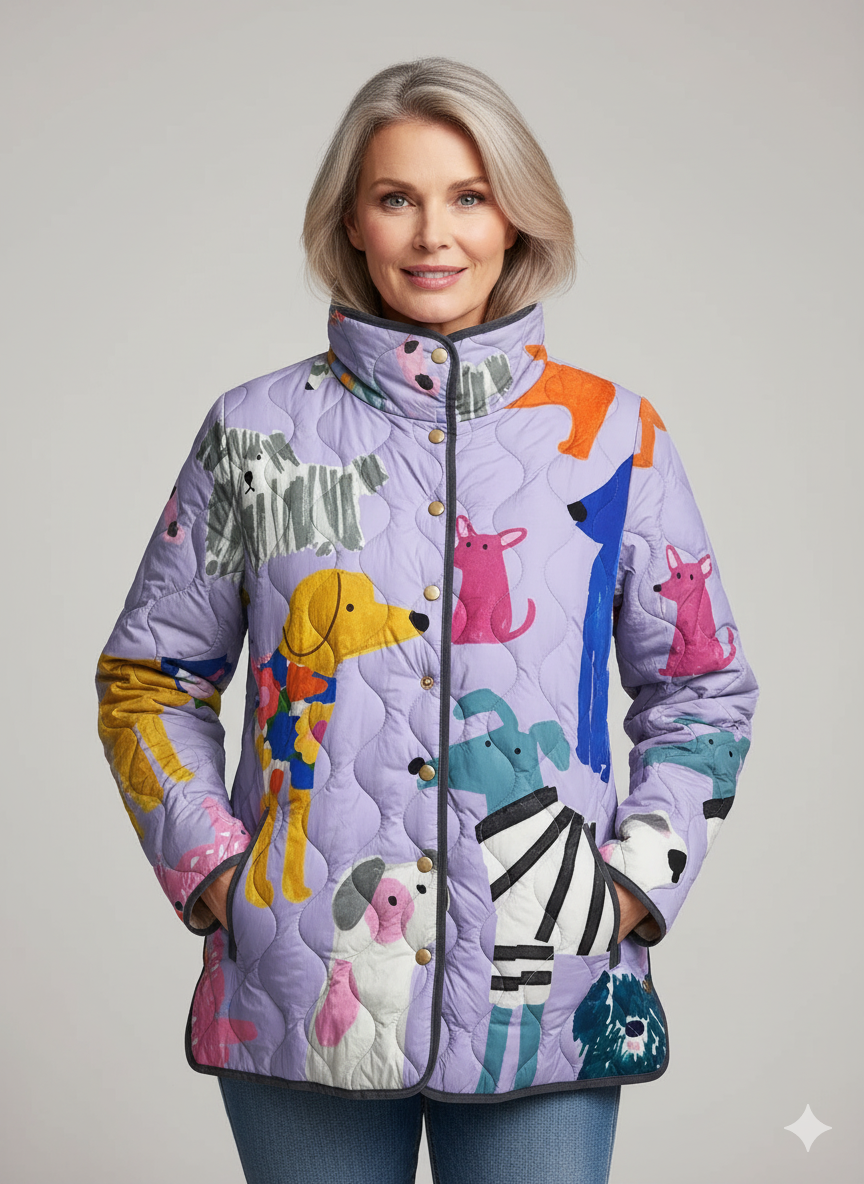 Women's Casual Jacket with Dog Print