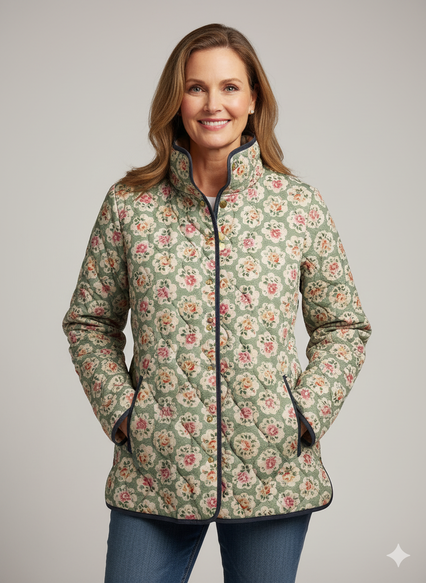 Vintage Floral Art Print Jacket for Women