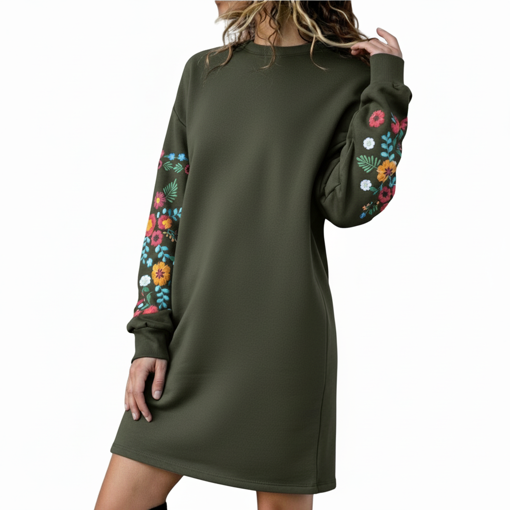 Talbot™ | Robe sweat-shirt brodée de fleurs