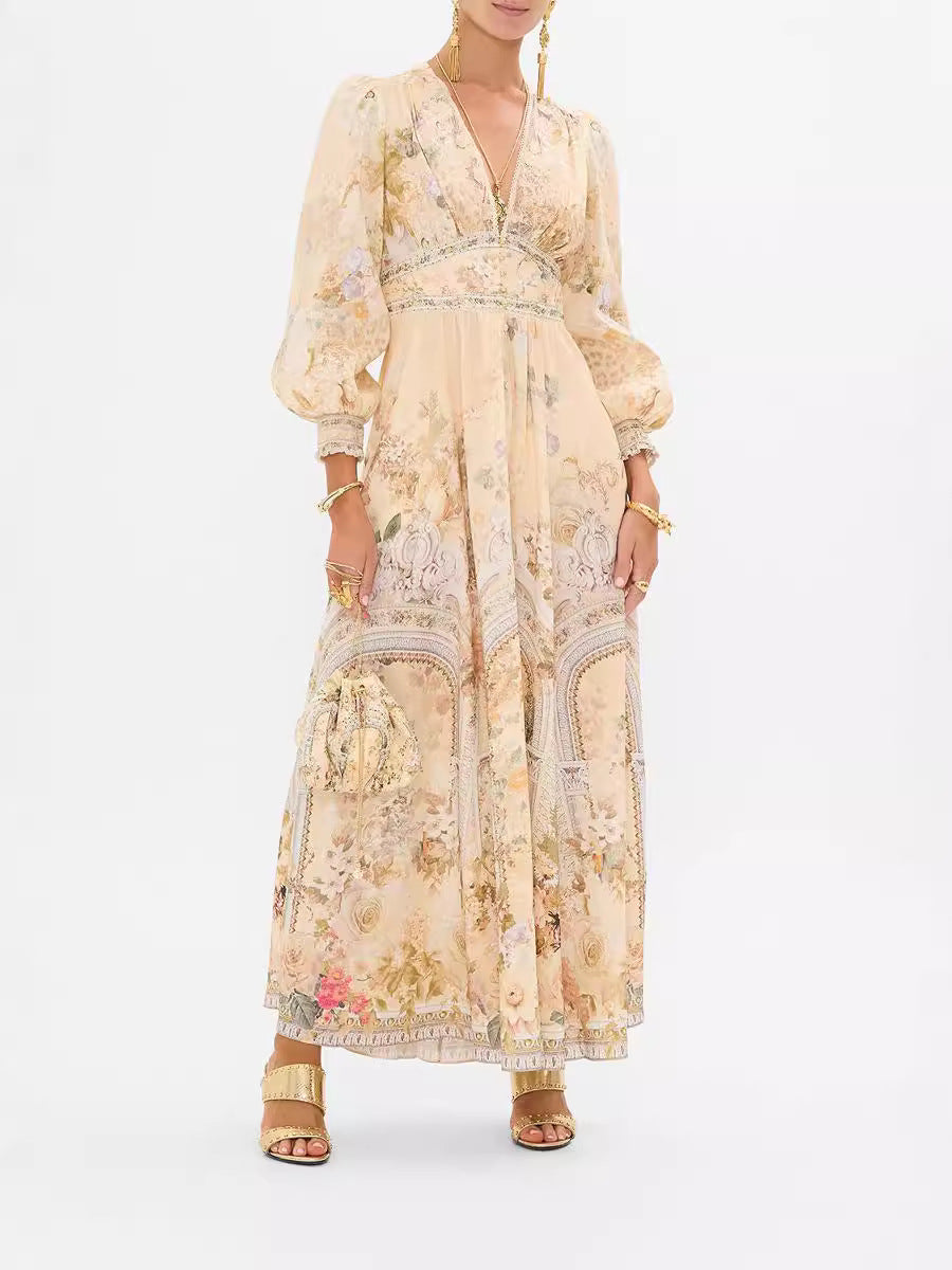 Talbot™ | GoldenBloom Vintage Boho Maxi Dress