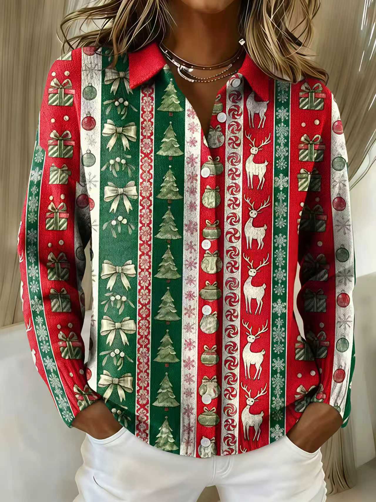 Talbot™ | Christmas Stripe Shirt Cardigan