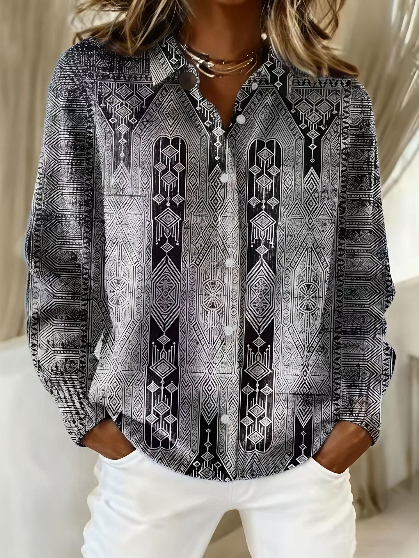 Talbot™ | Tribal Geo Shirt Cardigan