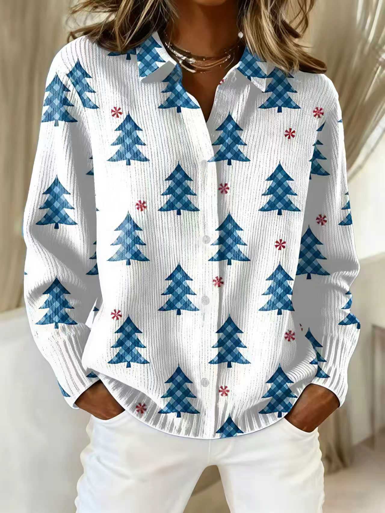Talbot™ | Blue Plaid Christmas Tree Shirt Cardigan