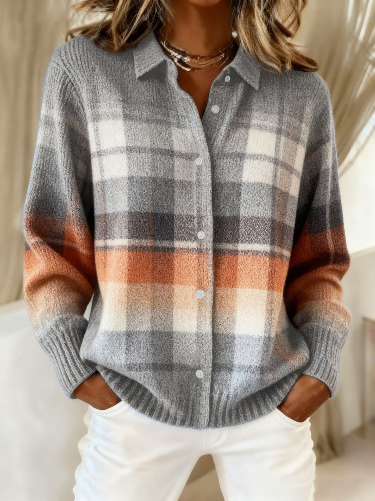 Talbot™ | Ombré Plaid Shirt Cardigan