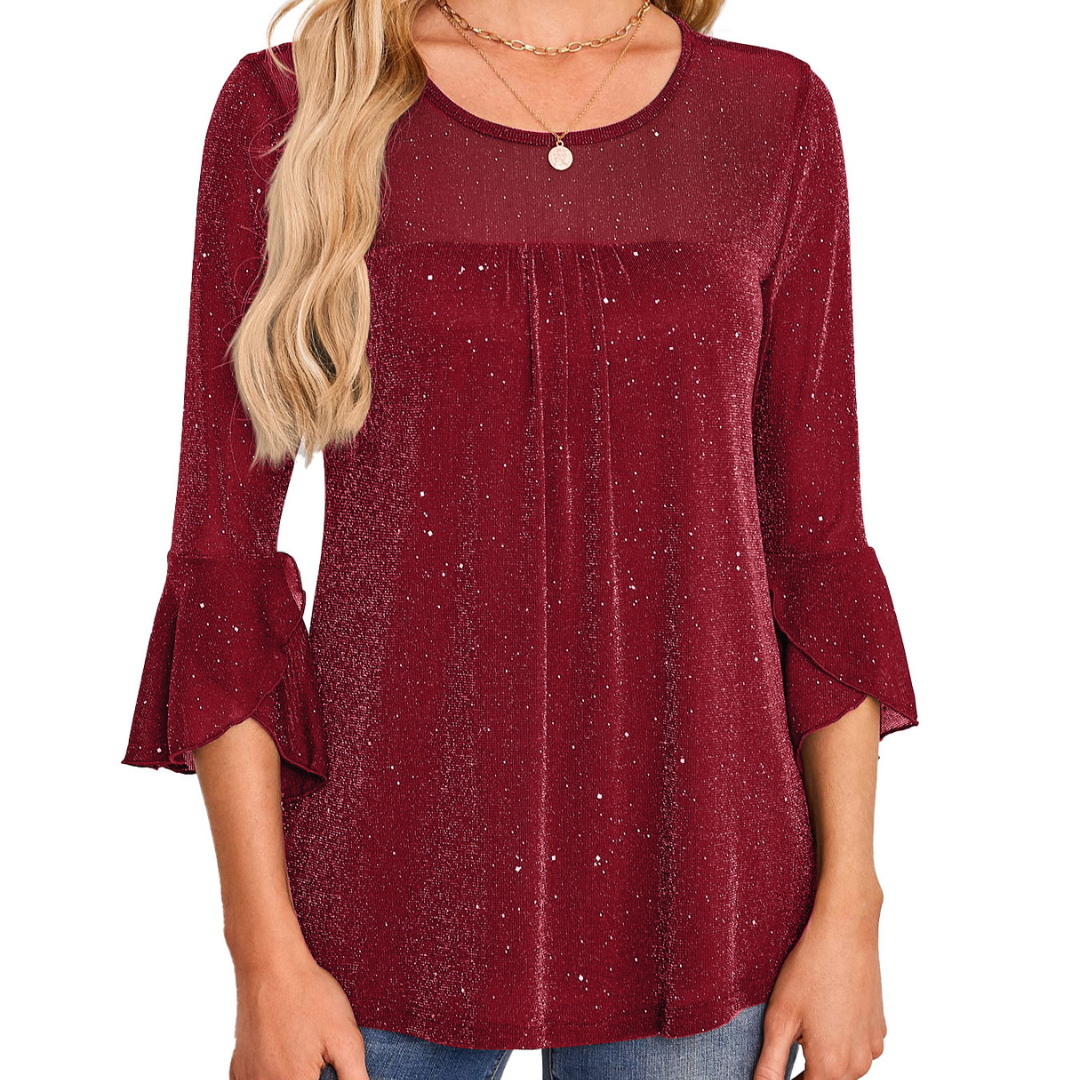 Talbot™ | Sparkle Flare Sleeve Blouse