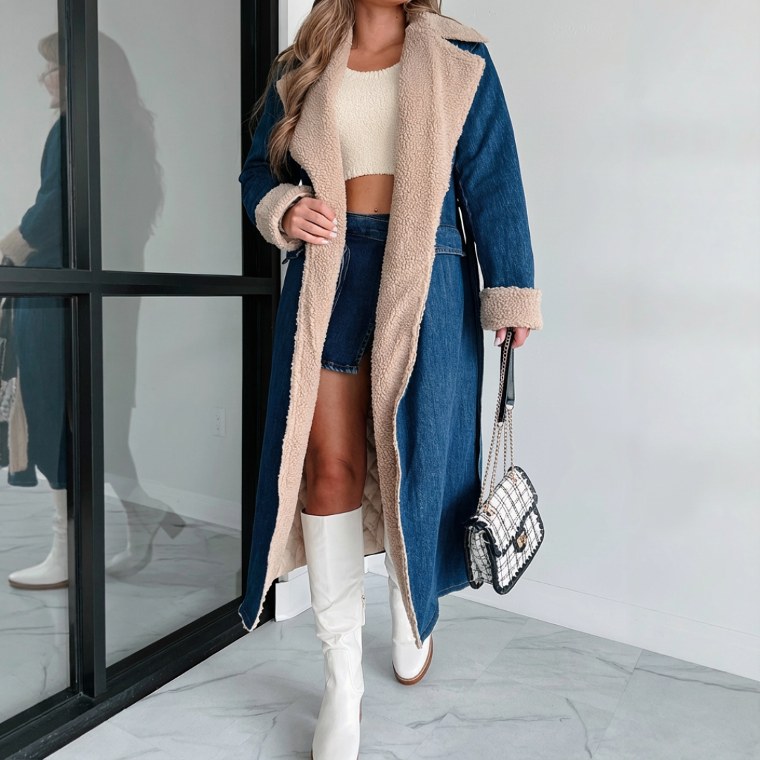 Talbot™ Vintage Denim Sherpa Trench Coat