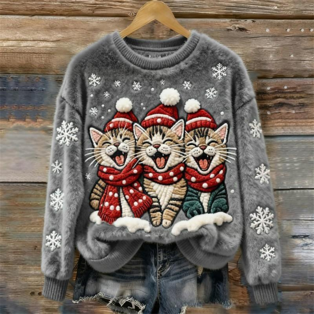 Talbot™ | Singing Christmas Cats Fluffy Sweater