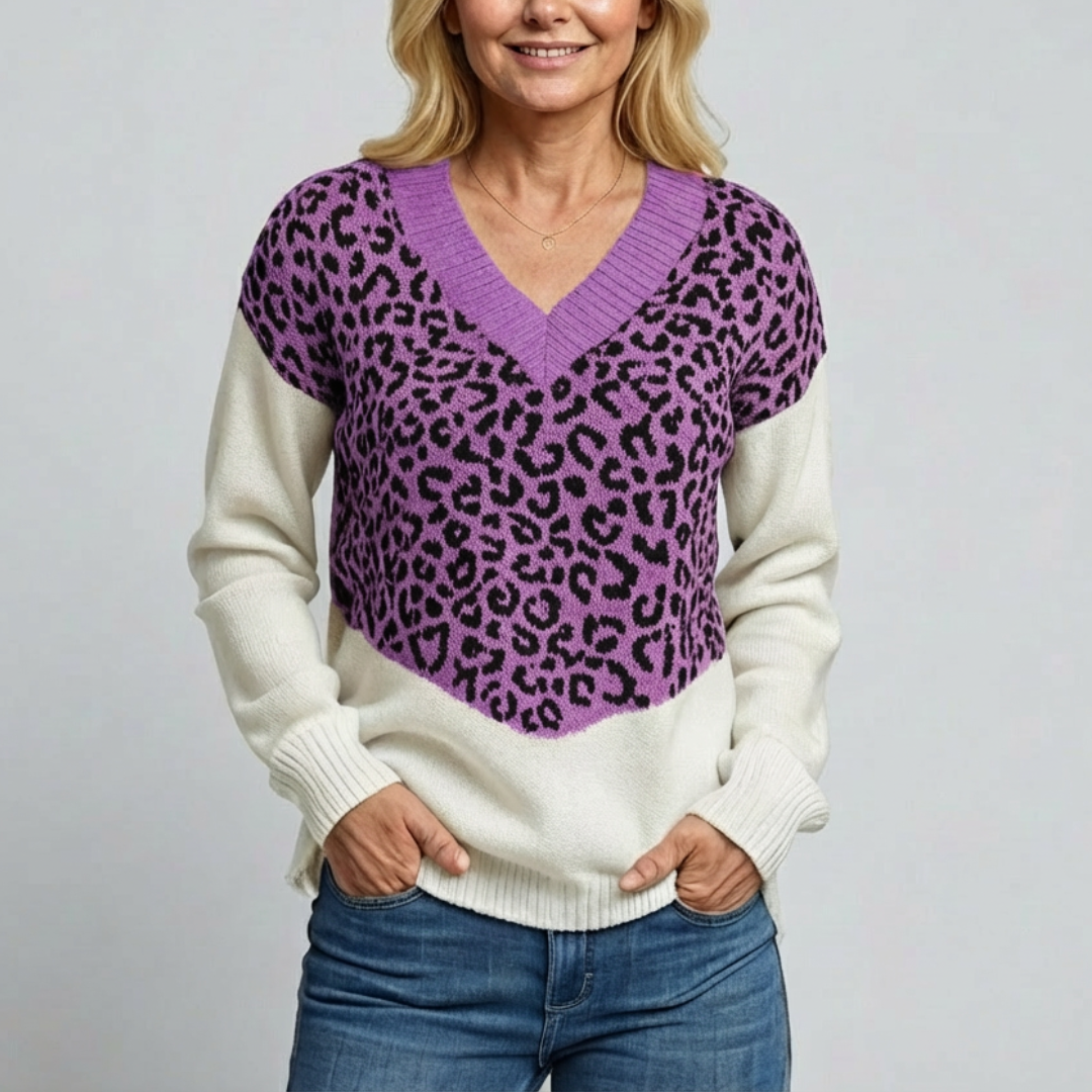 Talbot™ Leopard V-Neck Sweater