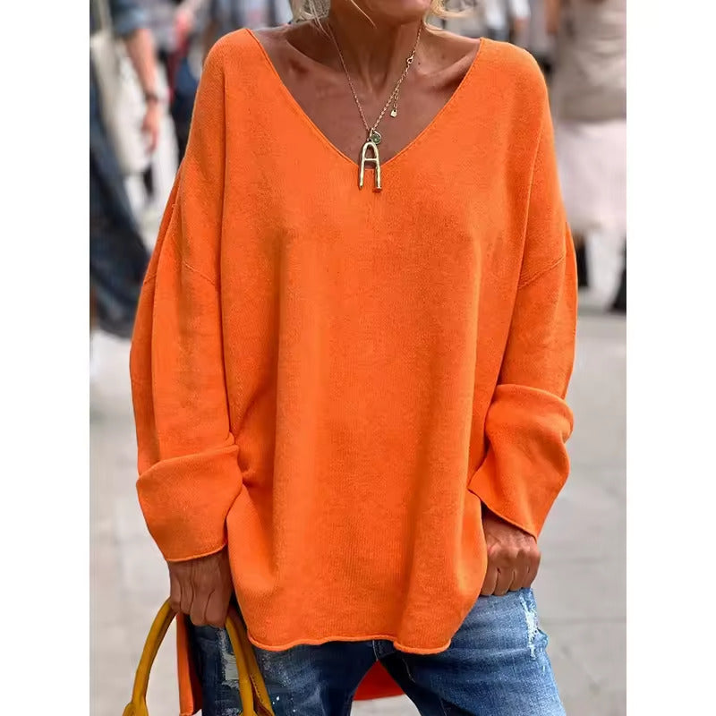 MONICA | ELEGANT LOOSE V NECK BLOUSE