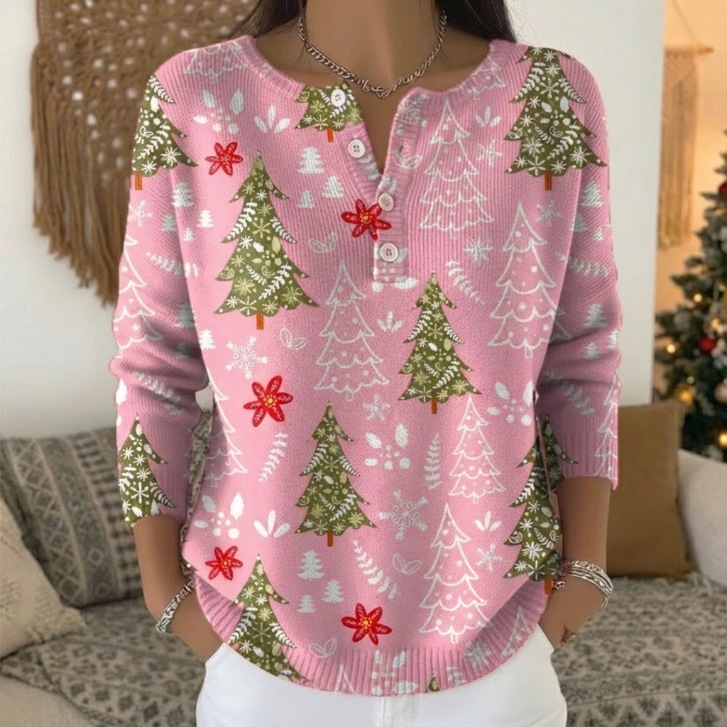 Talbot™ | Christmas Tree Henley Cardigan