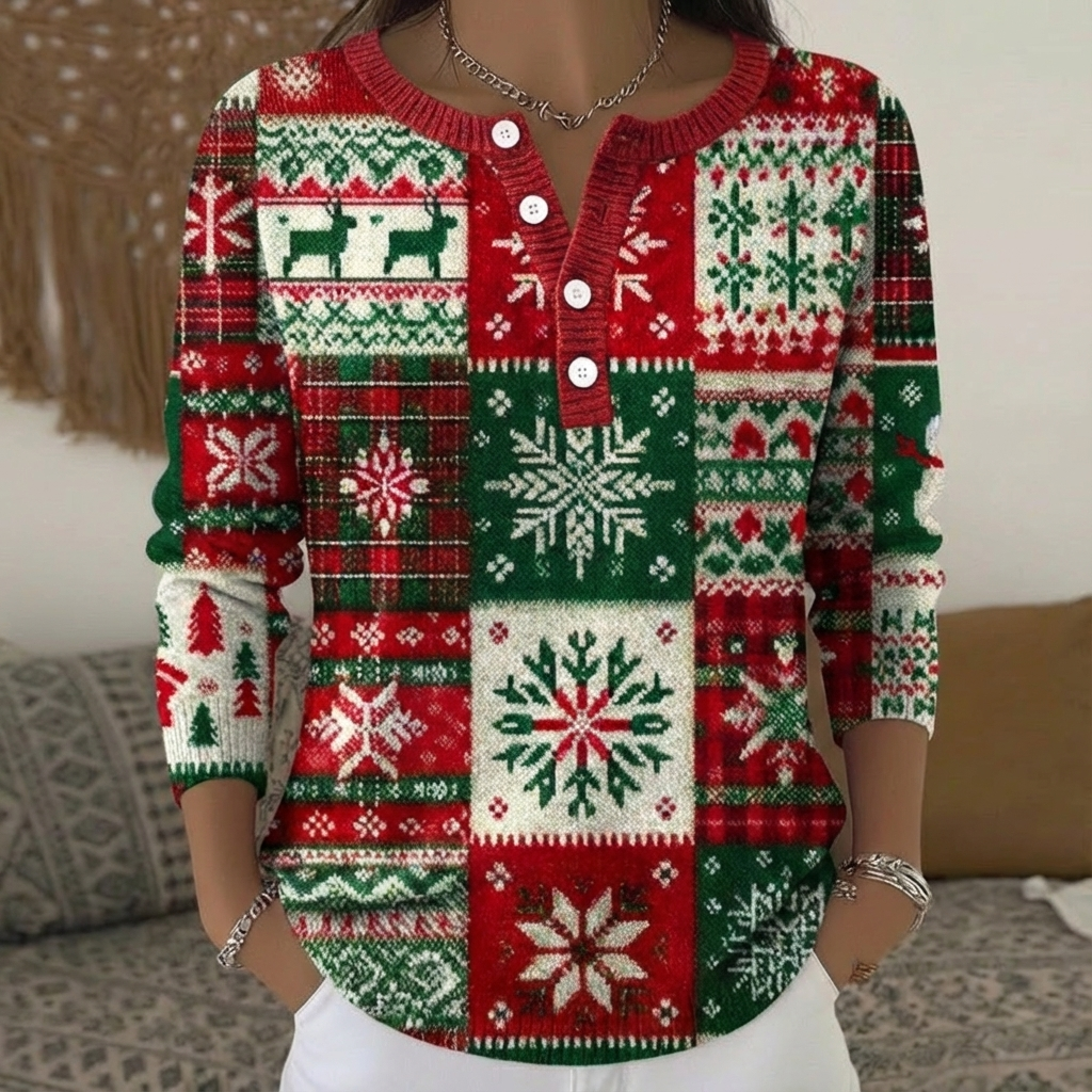 Talbot™ | Christmas Patchwork Henley Sweater