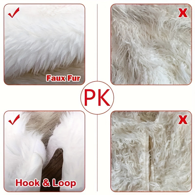 1pc White Christmas Tree Skirt Small Faux Fur Plush Tree Skirt For Christmas Pencil Tree Skirt, Holiday Decoration Christmas Supplies Home Decoration Event Decoration White Rabbit Fur Bedroom Living Room Decoration,halloween