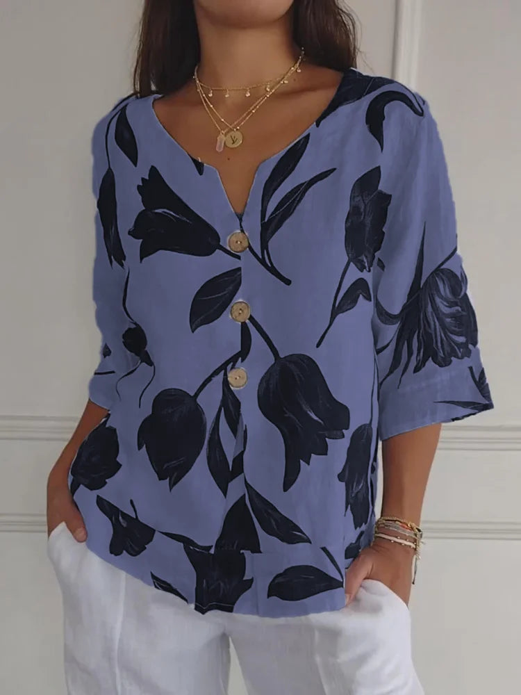 MAXA™ - FLORAL BUTTON-UP BLOUSE