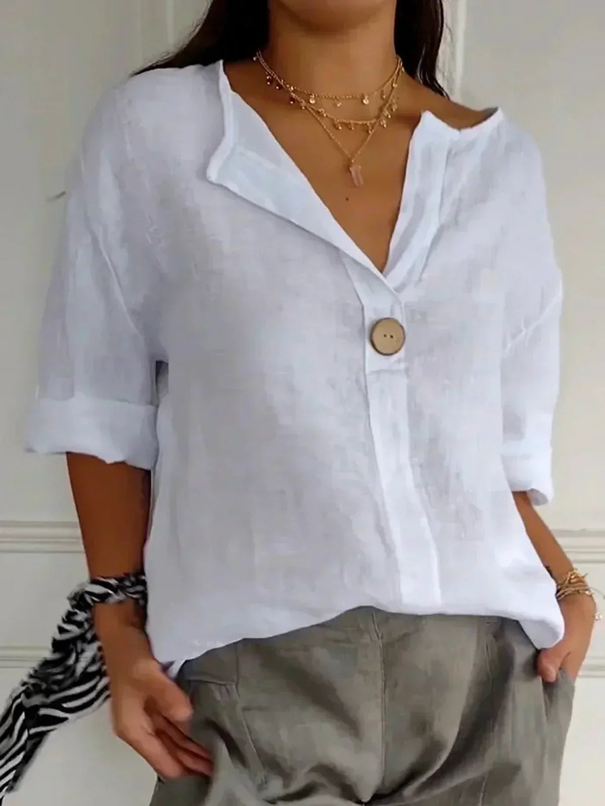 JAYNE™ - CASUAL V-NECK TUMMY-COVER BLOUSE