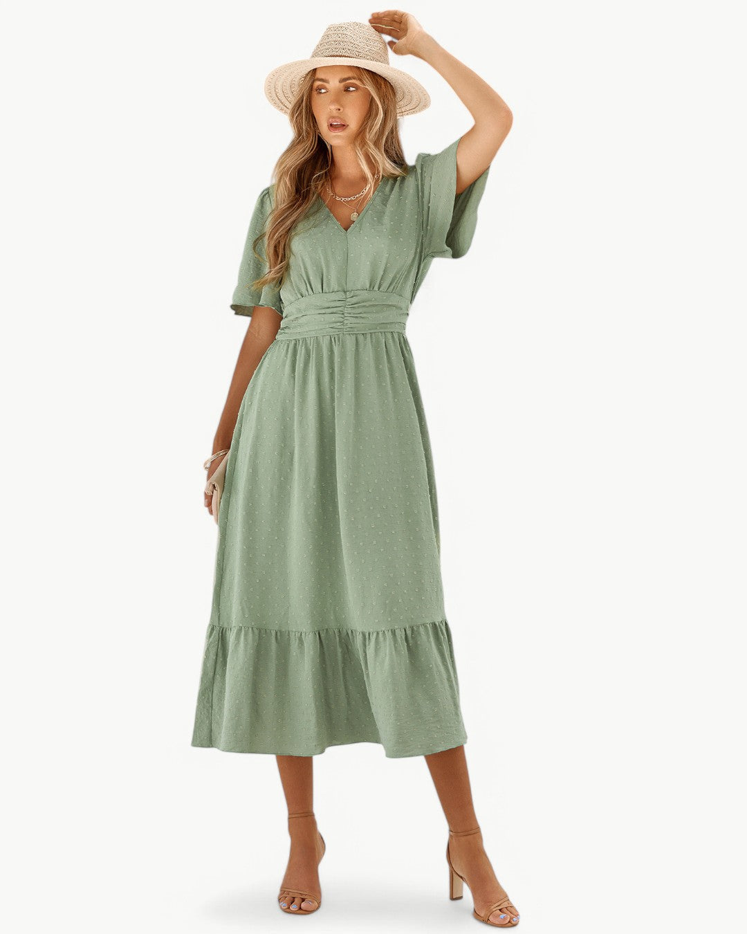 KLARISSE | ELEGANT FLOWY SUMMER V-NECK DRESS
