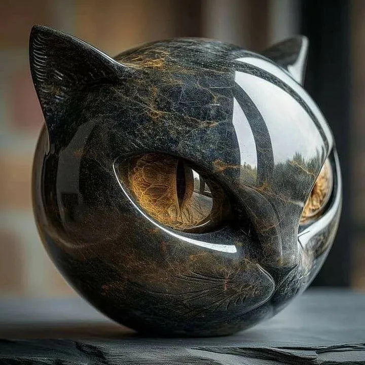 NyxCharm | Mystical Black Cat Head Sculpture