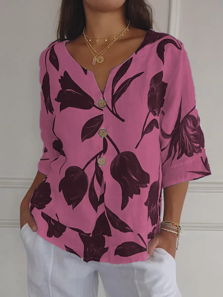 MAXA™ - FLORAL BUTTON-UP BLOUSE