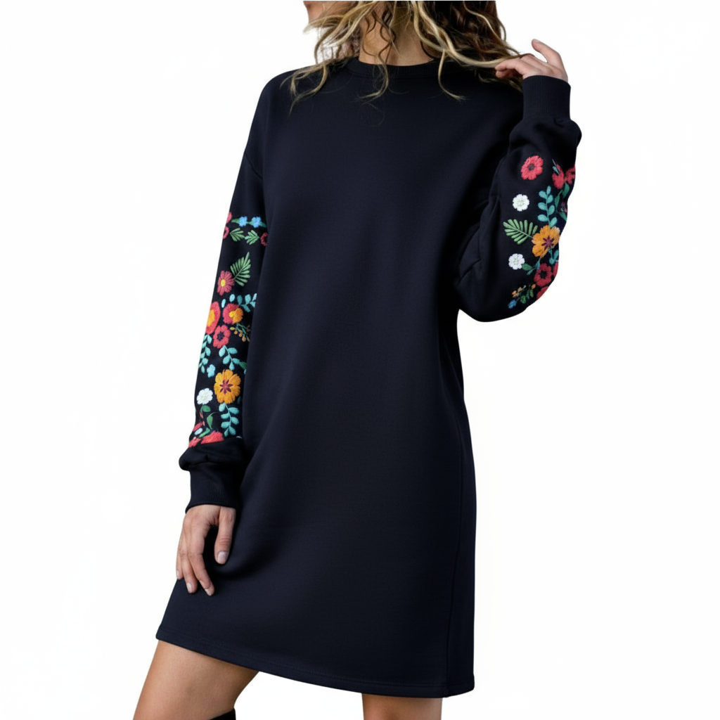 Talbot™ | Floral Embroidered Sweatshirt Dress