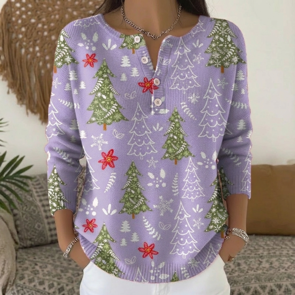 Talbot™ | Christmas Tree Henley Cardigan