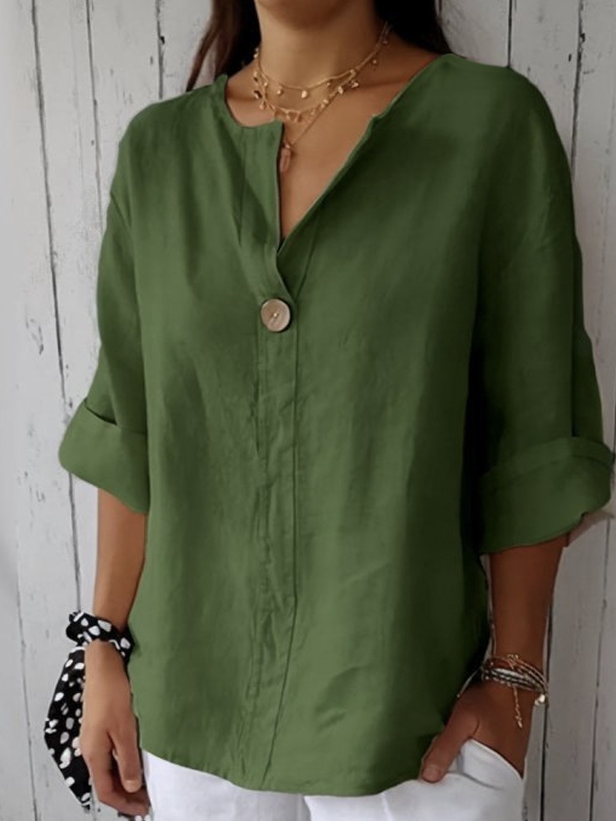 JAYNE™ - CASUAL V-NECK TUMMY-COVER BLOUSE