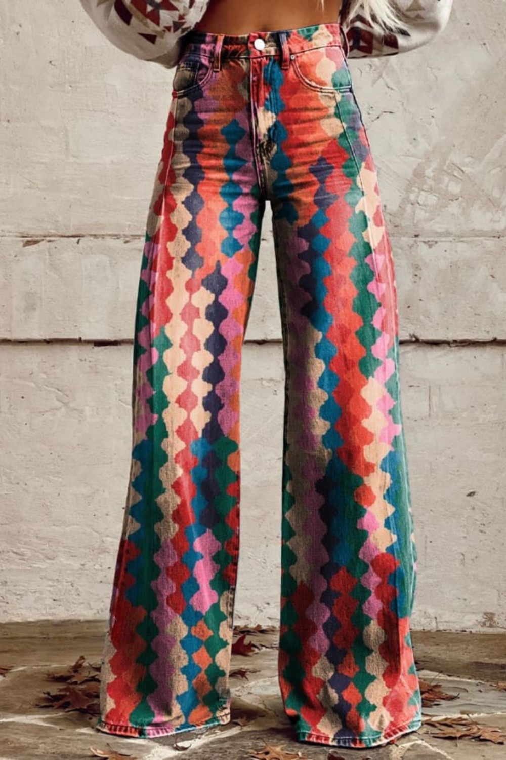 Bonnie | Colorful Patterned Wide-Leg Jeans