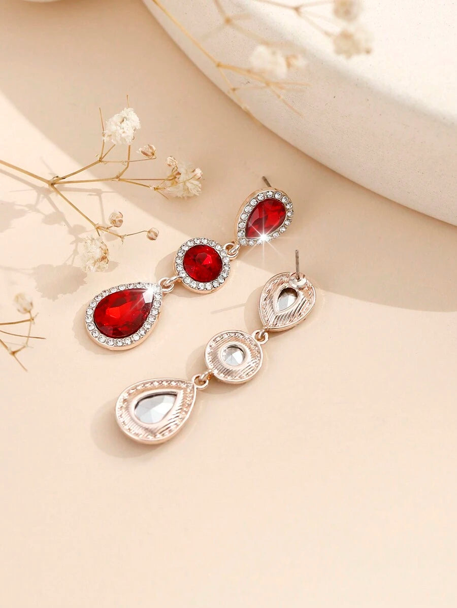 1 paar Boho-stijl metalen ingelegde glazen strass mode high-end veelzijdige populaire oorbellen