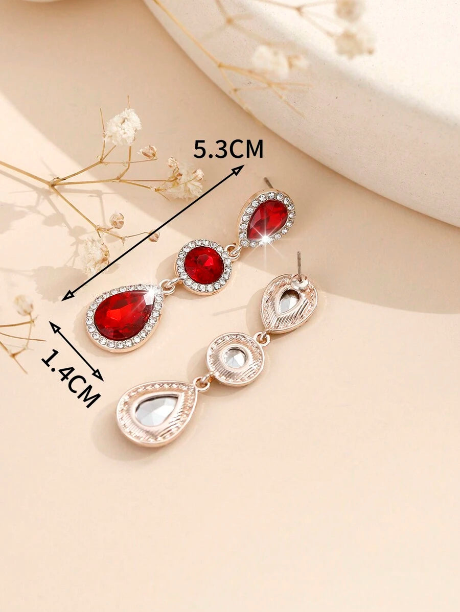 1 paar Boho-stijl metalen ingelegde glazen strass mode high-end veelzijdige populaire oorbellen