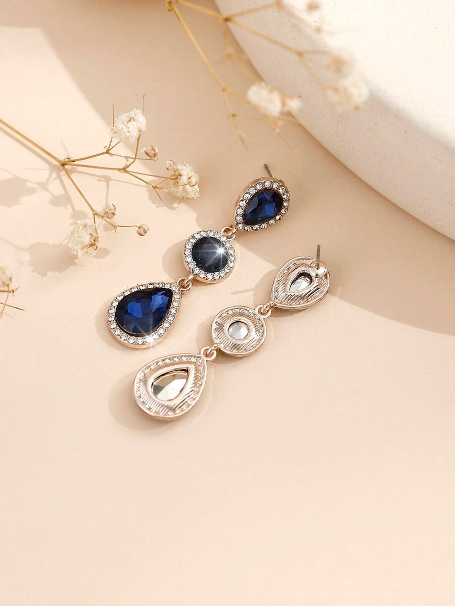 1 paar Boho-stijl metalen ingelegde glazen strass mode high-end veelzijdige populaire oorbellen