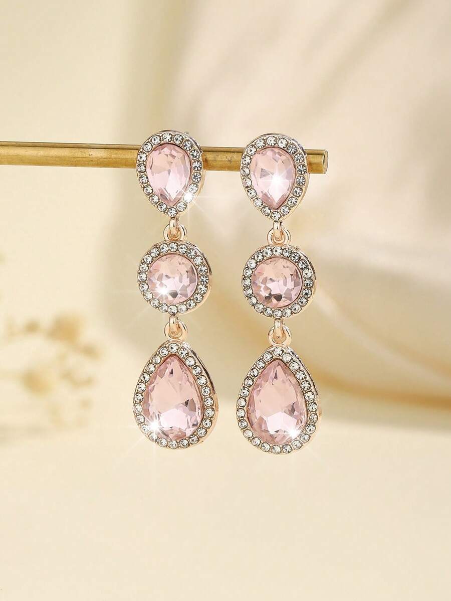 1 paar Boho-stijl metalen ingelegde glazen strass mode high-end veelzijdige populaire oorbellen