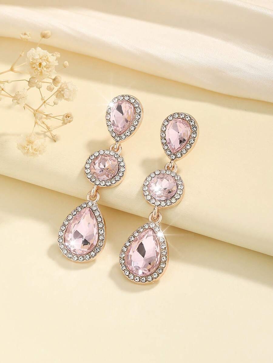 1 paar Boho-stijl metalen ingelegde glazen strass mode high-end veelzijdige populaire oorbellen