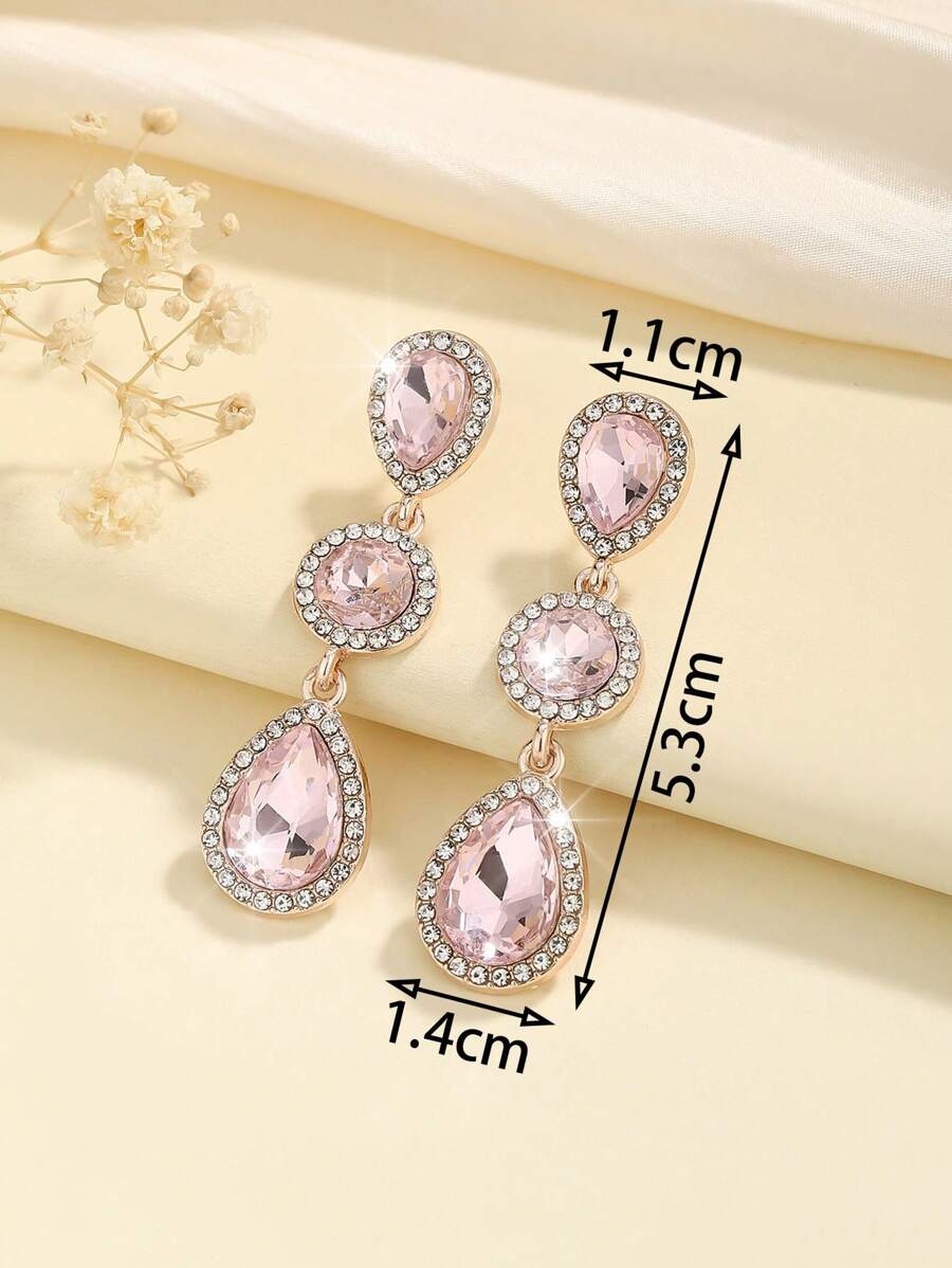 1 paar Boho-stijl metalen ingelegde glazen strass mode high-end veelzijdige populaire oorbellen